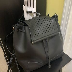 Black convertible backpack to shoulder bag